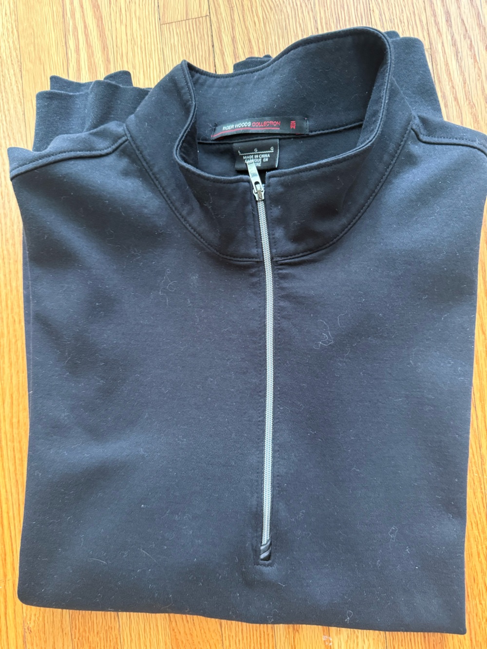 Tiger Woods L Black 1/4 Zip Jacket with Silver Zipper